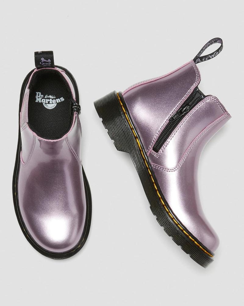 Dr Martens Junior 2976 Metallic Chelsea Støvler Børn Lyserød | DK 668XYU